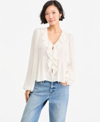 On 34th Women's Long-Sleeve Peplum Ruffle Blouse, Macy's Exclusive