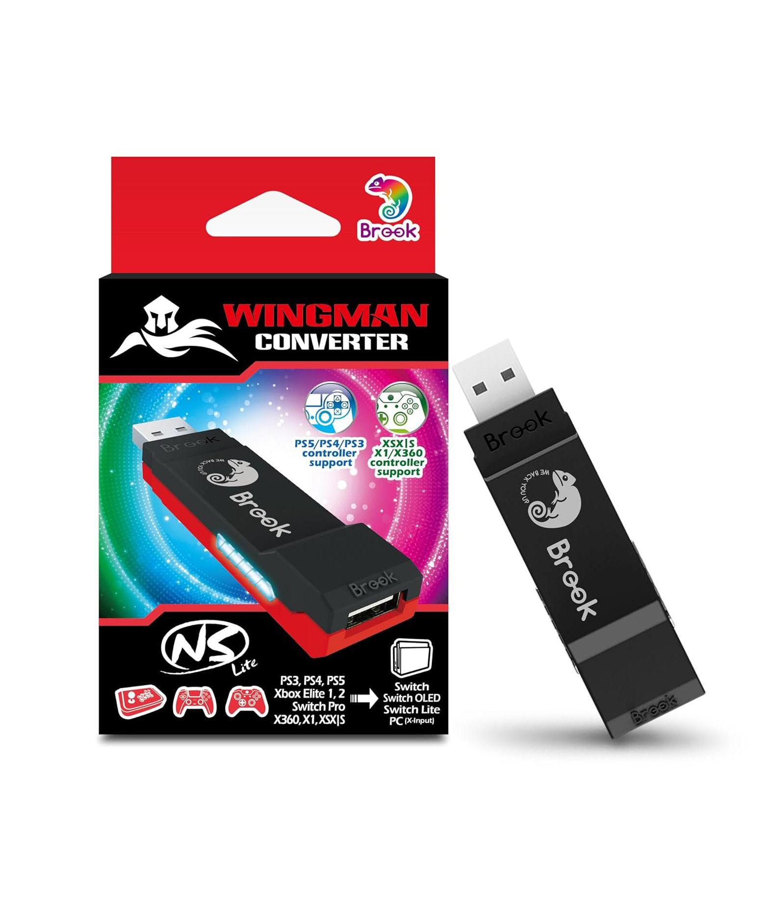 Brook Wingman NS Lite Wireless Controller Adapter for Nintendo Switch, Nintendo Switch 2 and PC