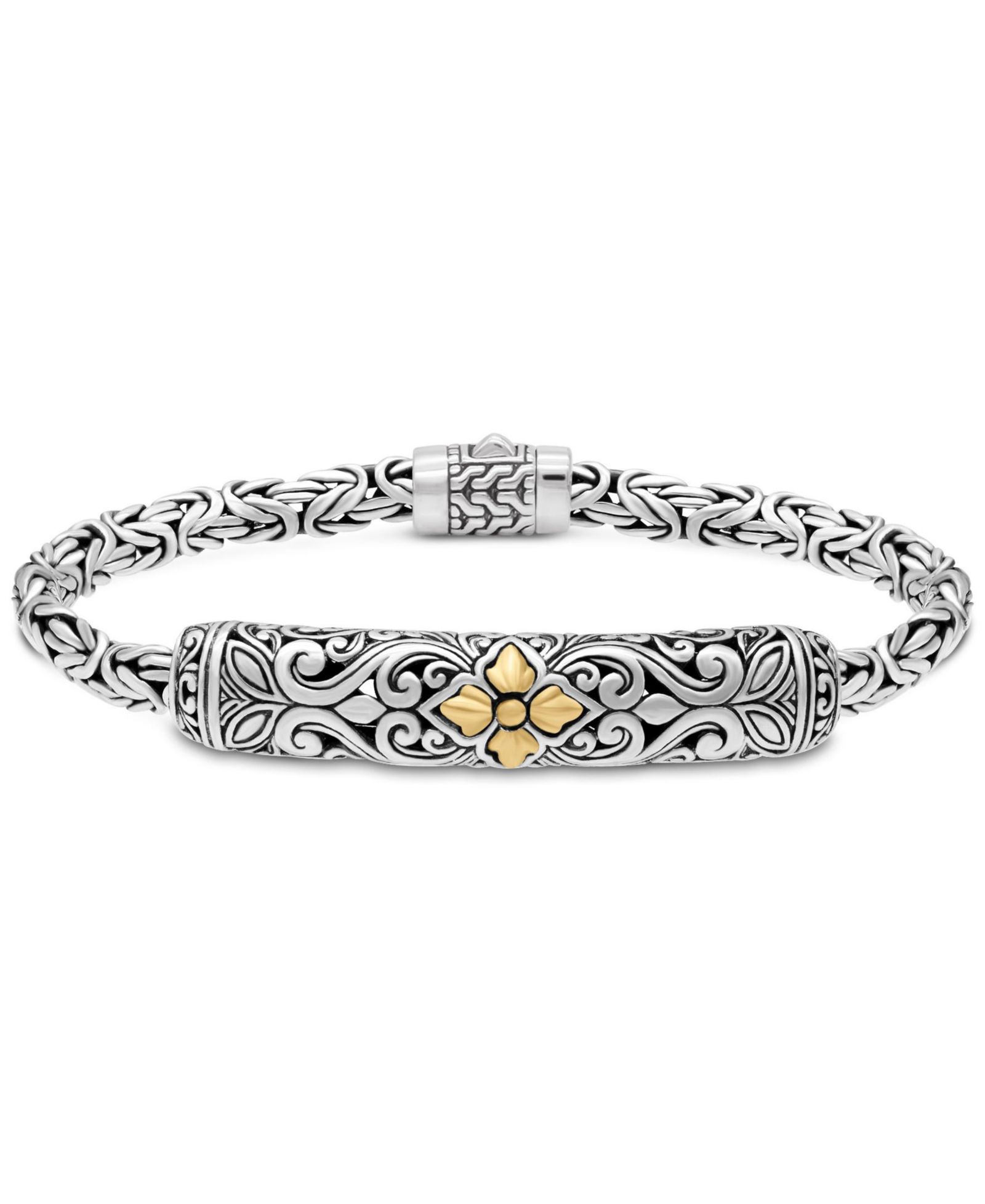 Браслет DEVATA Maple Leaf on Filigree with Borobudur Chain из стерлингового серебра с акцентами из золота 18К