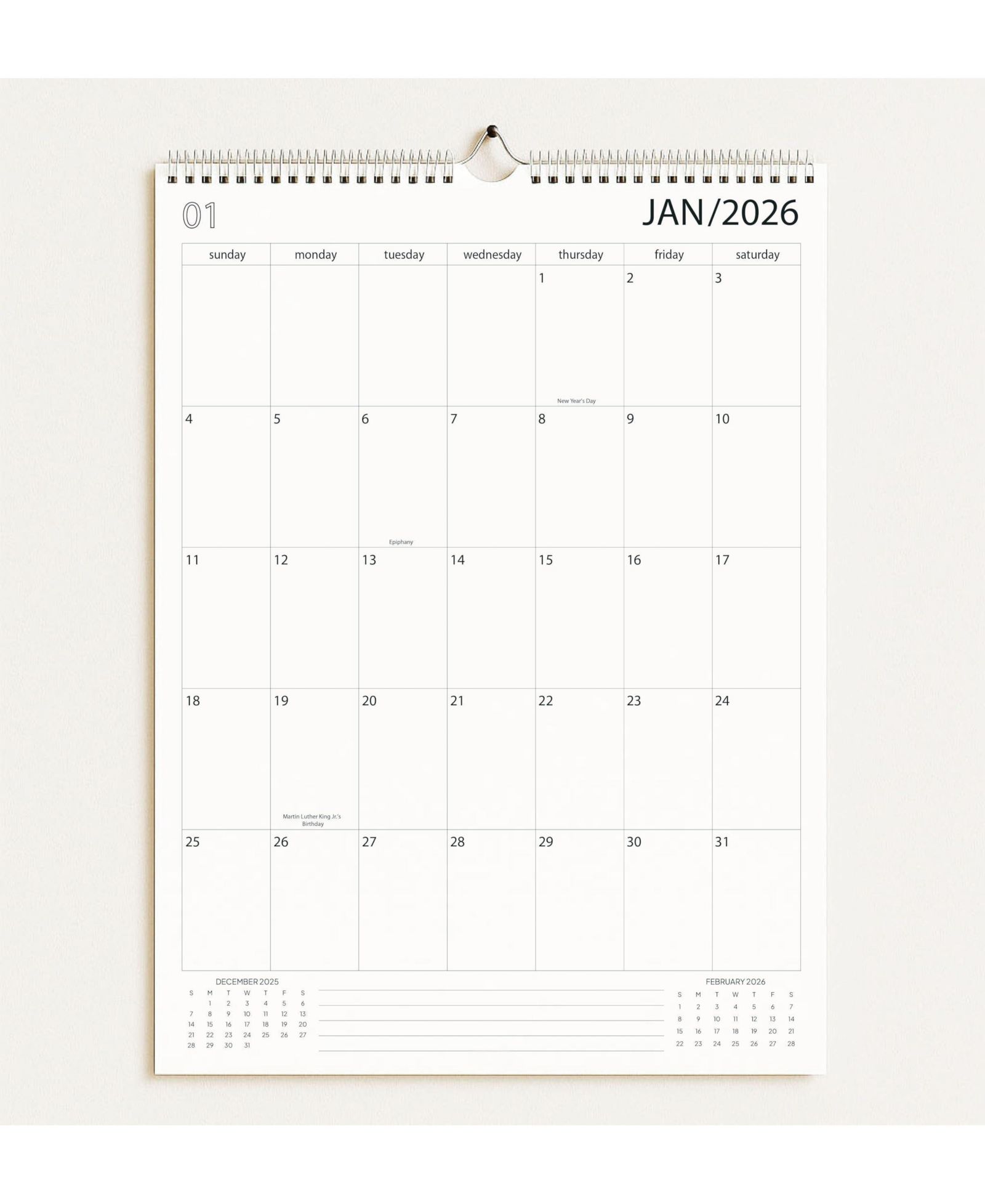 Настенный календарь GNUADZ 2026-2027 Spiral-Bound с крючком