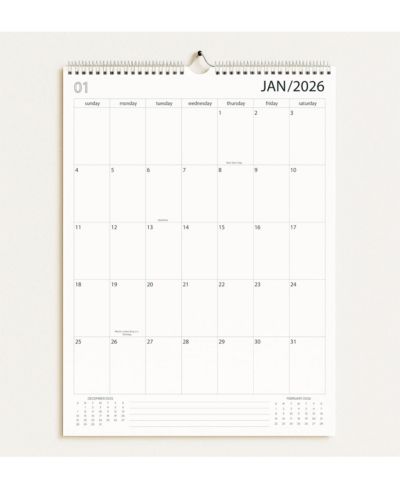 GNUADZ 2026-2027 Wall Calendar Spiral-Bound Thick Paper Includes Hanging Hook Business Style Design