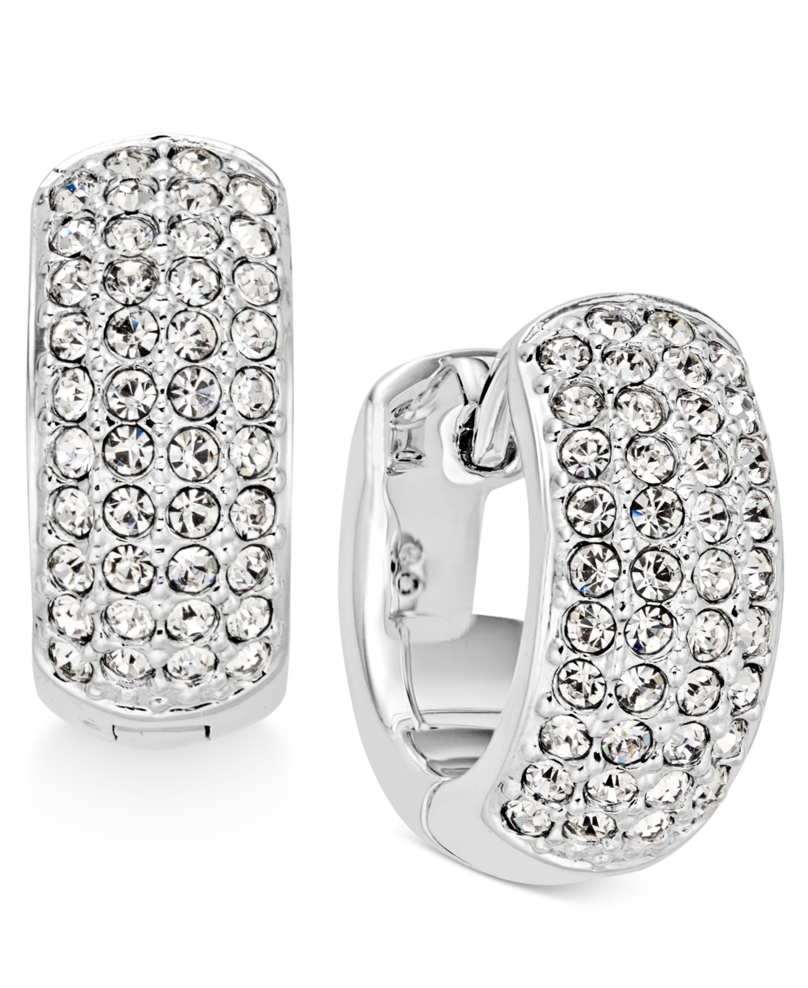 Серьги Eliot Danori Silver-Tone Pavé 1/2" Small Hoop