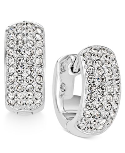 Eliot Danori Silver-Tone Pavé 1/2" Small Hoop Earrings, Created for Macy's