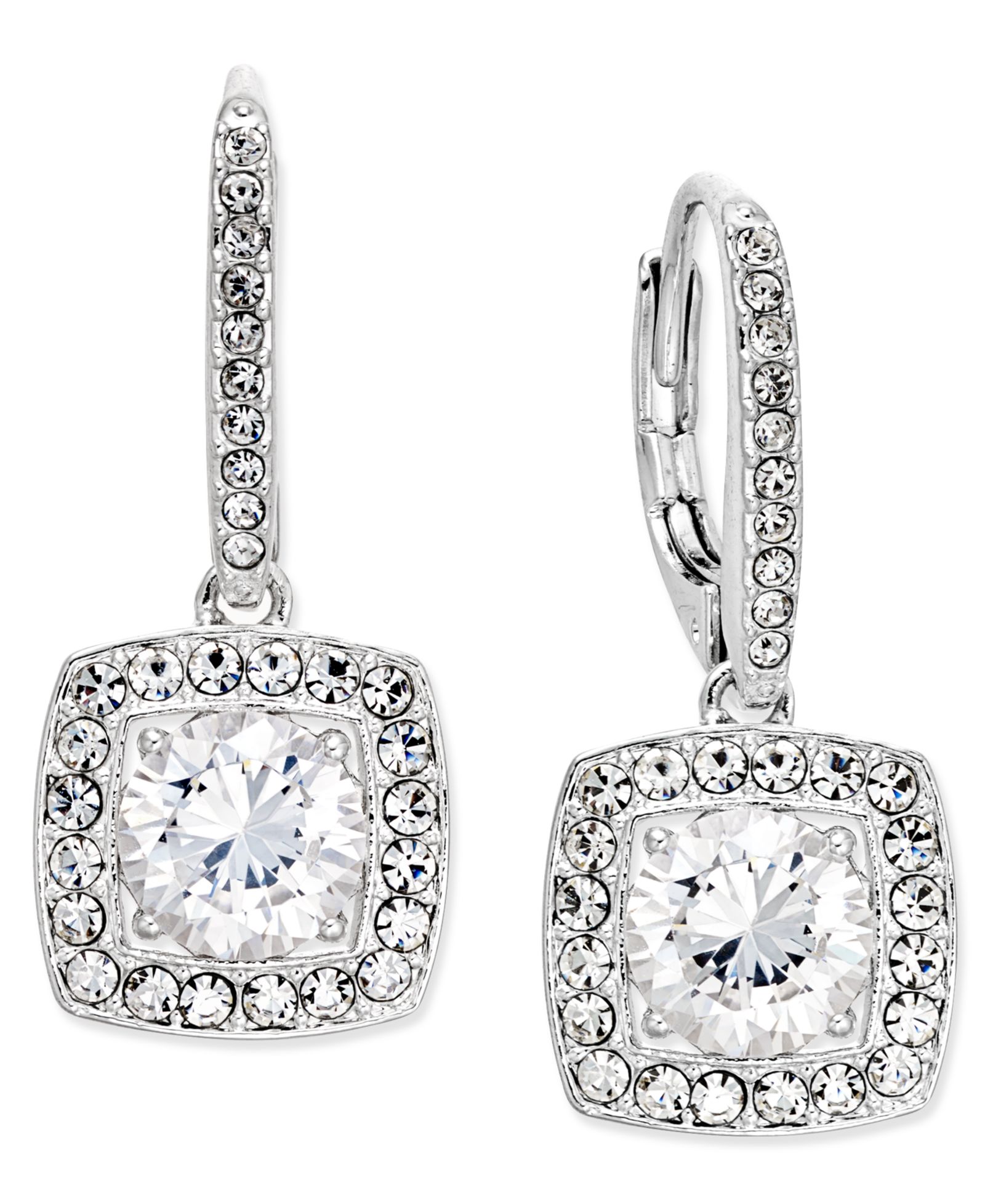 Серьги Eliot Danori Silver-Tone Crystal Square Drop