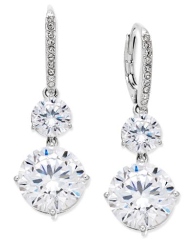 Серьги Eliot Danori Silver-Tone Crystal Double Drop