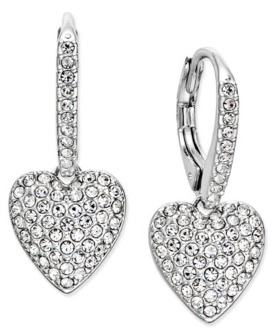 Eliot Danori Pavé Heart Drop Earrings, Created for Macy's
