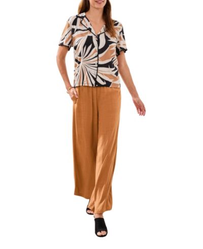 TRIBAL Women's Embroidered Challis Pull-On Capri Pants