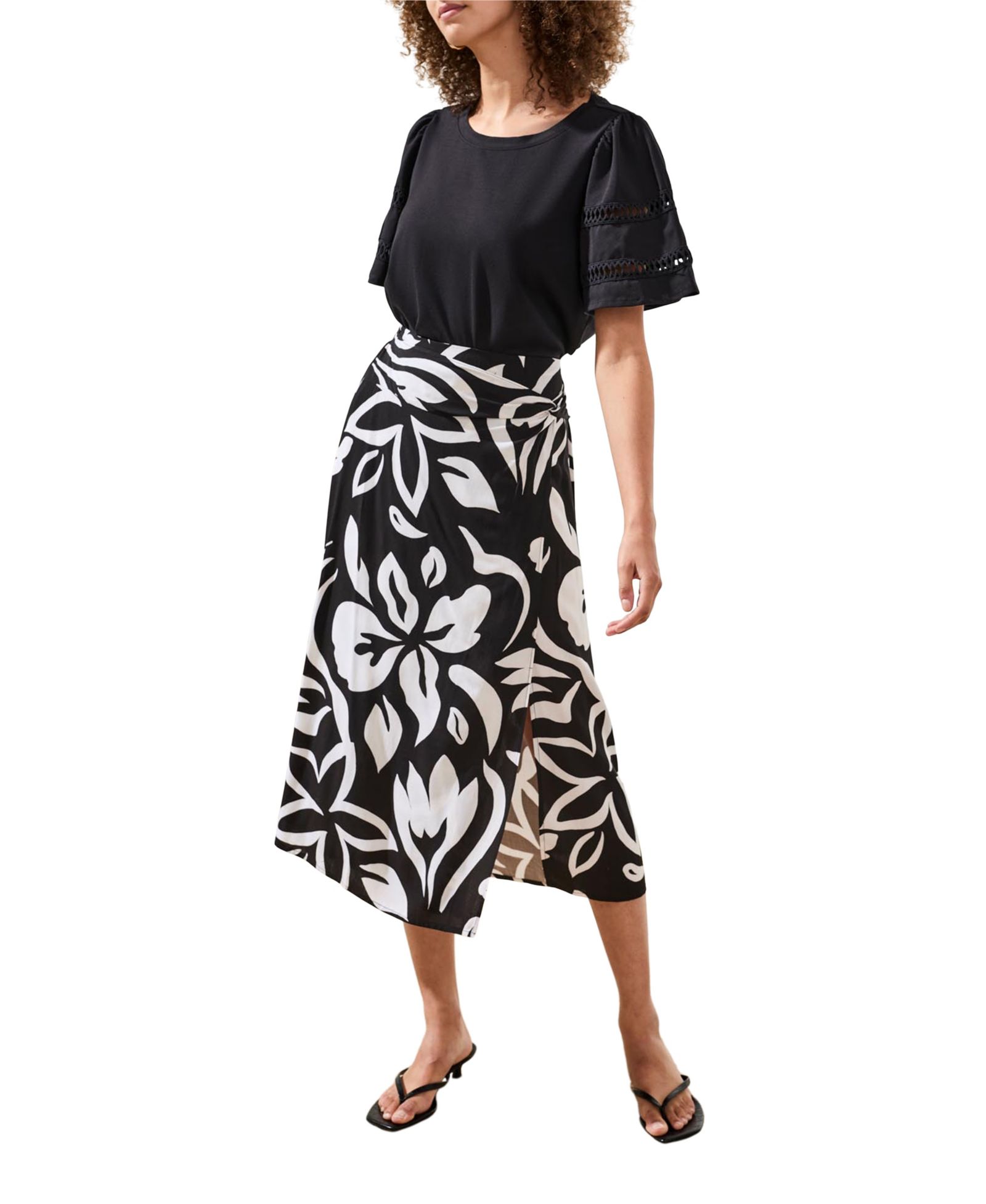 TRIBAL Women's Printed Textured Wrap Front Pull-On Skirt