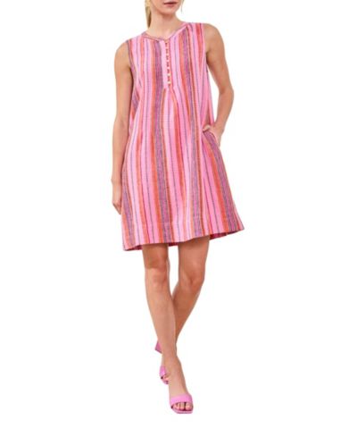 TRIBAL Women's Yarn-Dye Sleeveless Dress with Pintuck Detail
