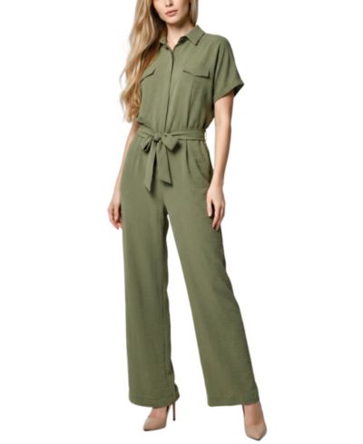 NY Collection Женский комбинезон NY Collection Short-Sleeve Belted Jumpsuit