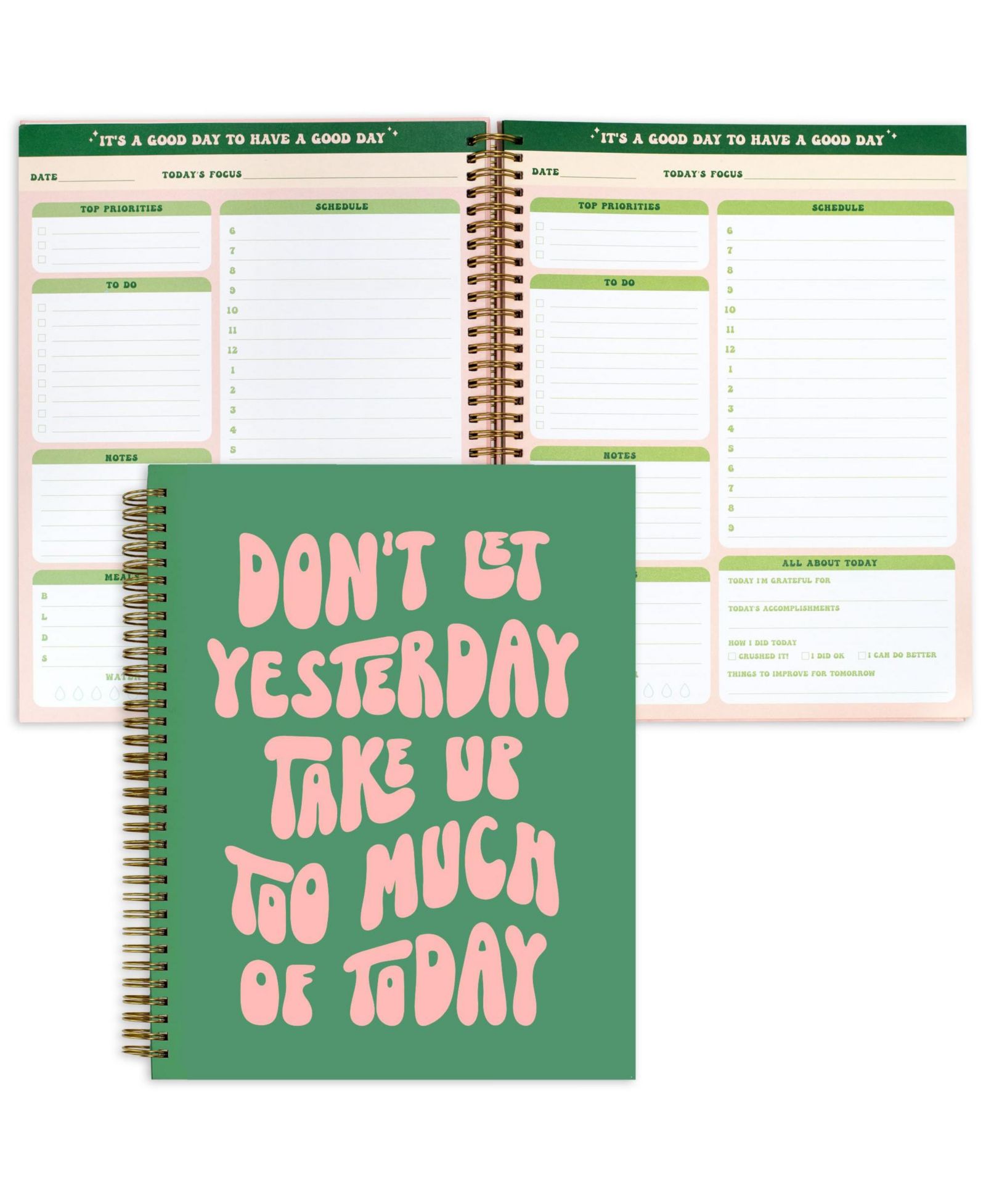 GNUADZ Daily Planner Notebook To Do List Hardcover Spiral Inspirational Quote Students Teens