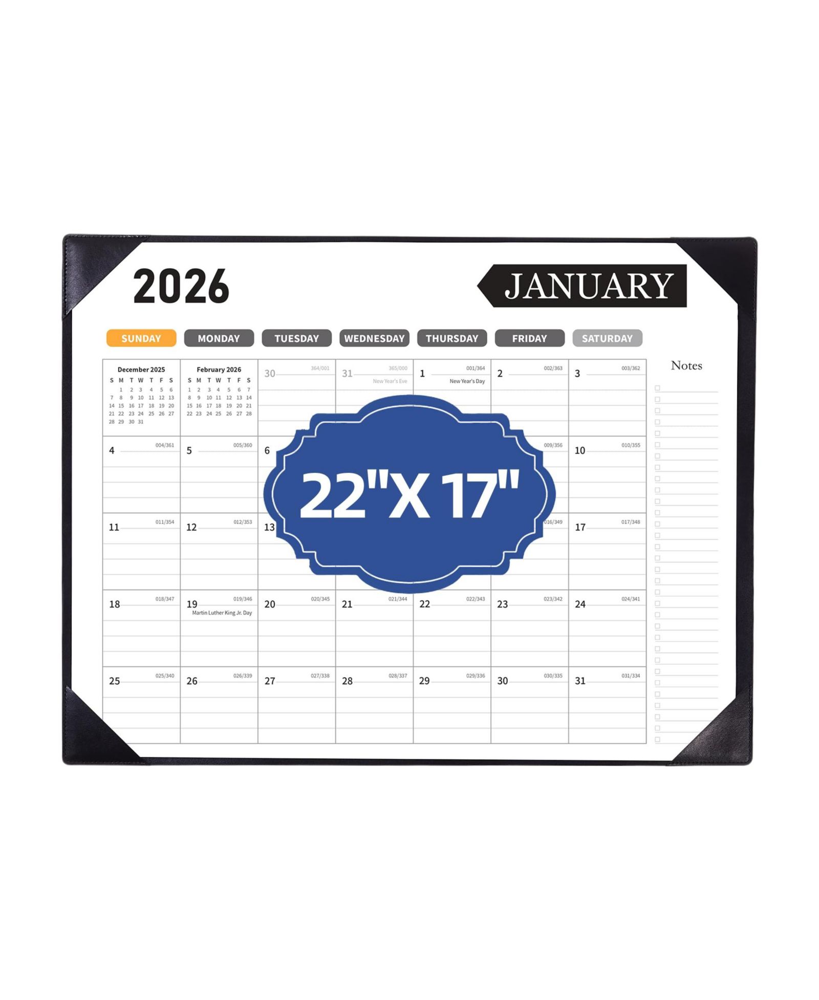 GNUADZ Large Desk Calendar 2026 18 Month Desktop Protecting Pad