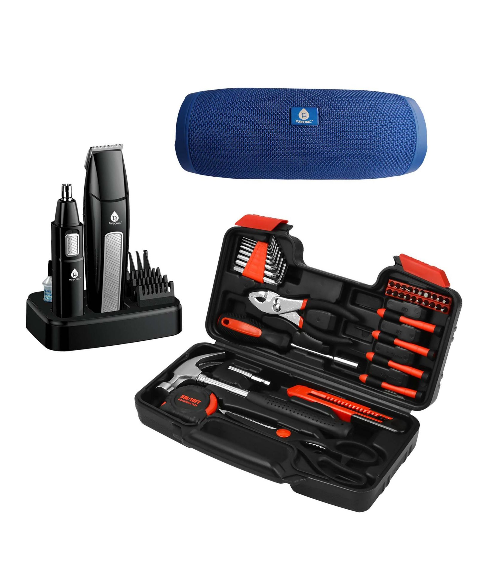 PURSONIC Ultimate Men’s Package – Tool Kit, Wireless Speaker & Grooming Set for Everyday Excellence