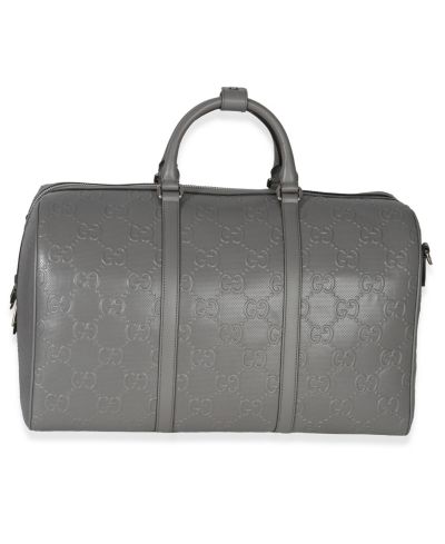 Брендовая сумка Gucci Grey Embossed Calfskin GG Tennis Medium Duffle Bag (Pre-Owned)