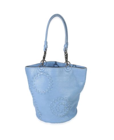 Бордовая сумка-ведро Bottega Veneta Blue Intrecciato Trimmed Cervo Small