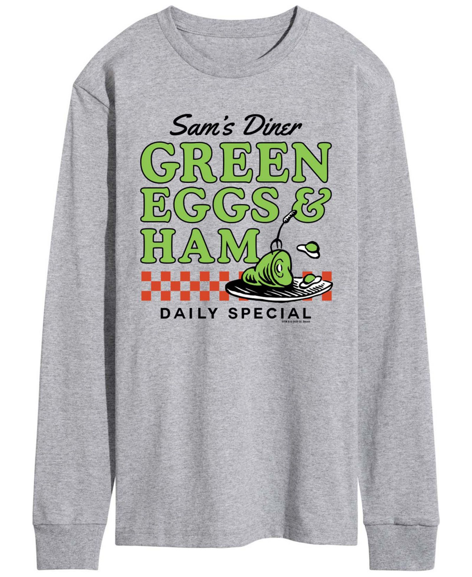 AIRWAVES Men's Dr. Seuss Green Eggs Ham Diner Long-Sleeve Graphic T-Shirt