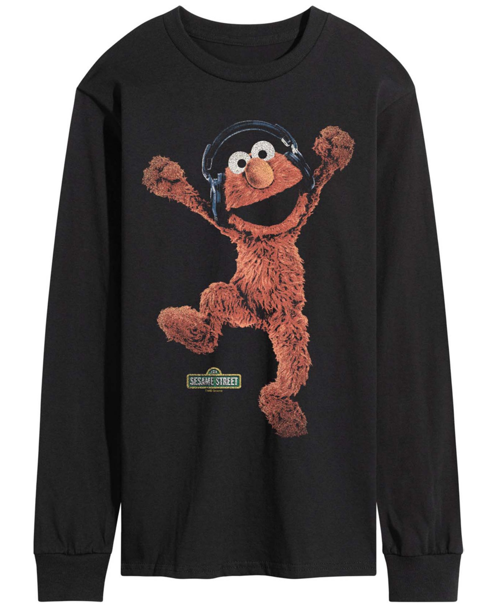 AIRWAVES Men's Sesame Street Elmo Vintage Faded Long-Sleeve Graphic T-Shirt