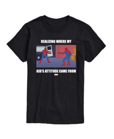 AIRWAVES Мужская футболка с принтом Spider-Man My Kids Attitude Short-Sleeve