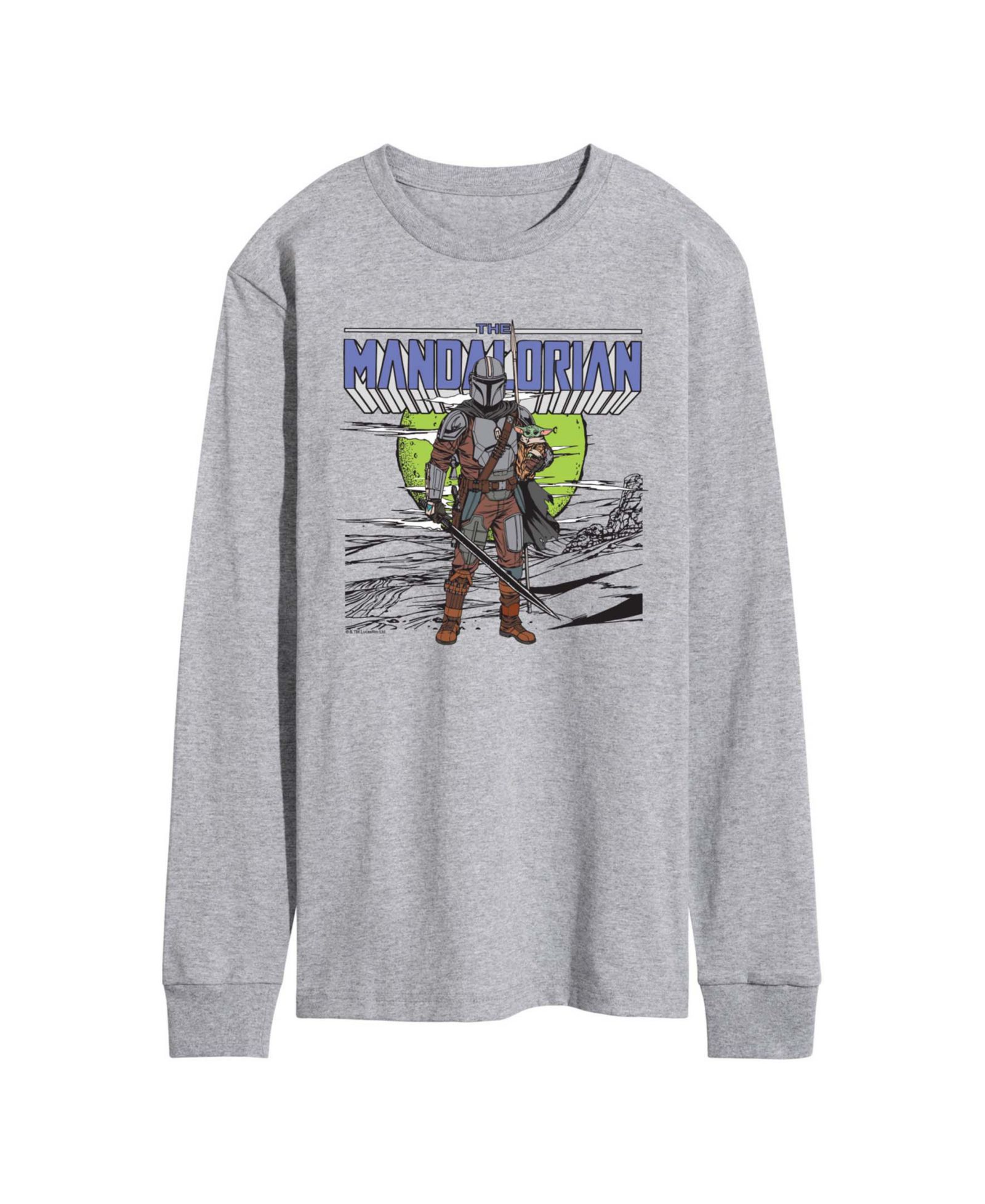 AIRWAVES Men's The Mandalorian Sword Long-Sleeve Graphic T-Shirt