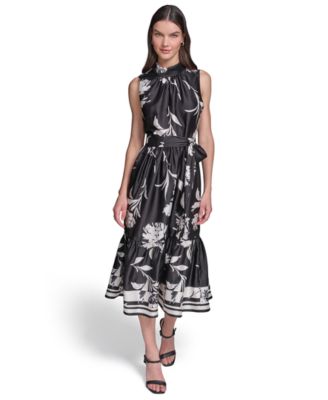 KARL LAGERFELD PARIS Women's Belted Midi Dress
