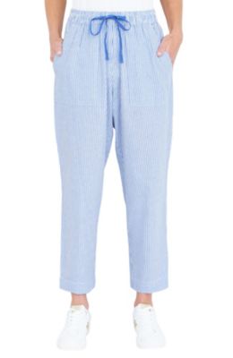 Yumi Women's Cotton Stripe Cropped Trousers