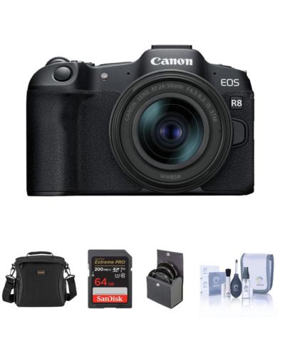 Canon EOS R8 беззеркальная камера с объективом RF 24-50mm f4.5-6.3 IS STM и набором аксессуаров