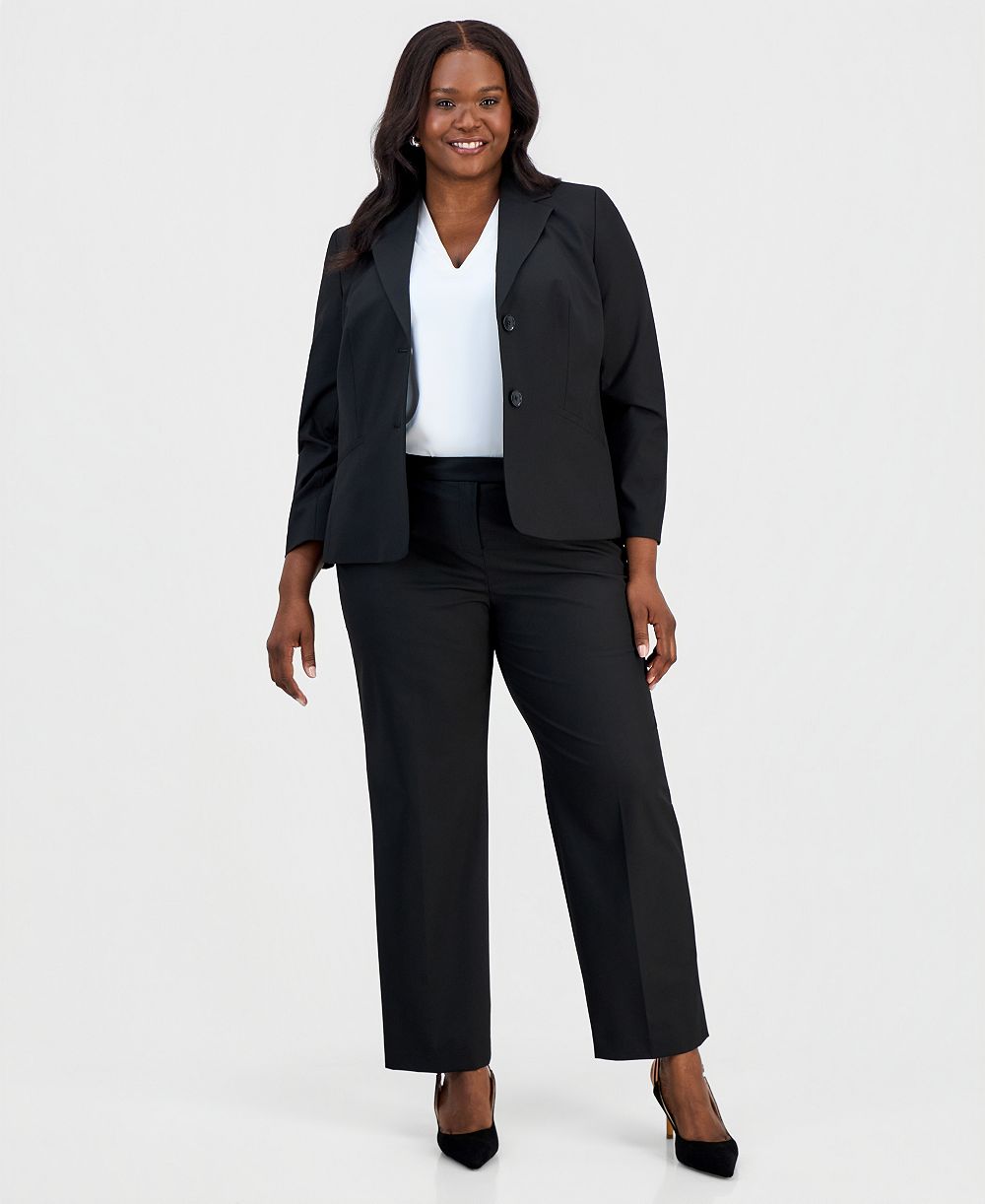 Kasper Plus Size Machine Washable Straight-Leg High-Rise Pants