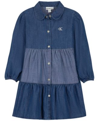 Calvin Klein Toddler Girls' 2T-6X Collared Denim Button-Front Dress