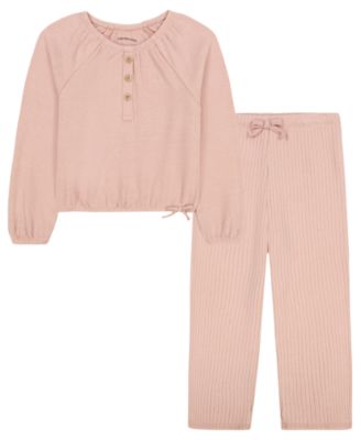 Детский комплект Calvin Klein для девочек 2T-6X: топ с длинным рукавом и брюки, 2 предмета
