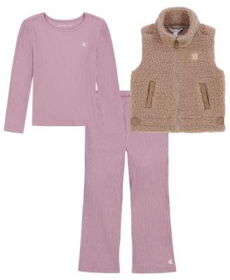 Calvin Klein женский комплект из жилета с расклешенным низом, футболки и леггинсов, 3 предмета