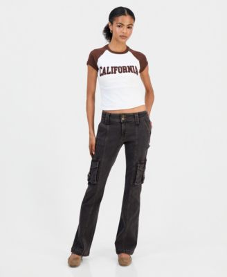 Dollhouse Juniors' Low-Rise Cargo Jeans