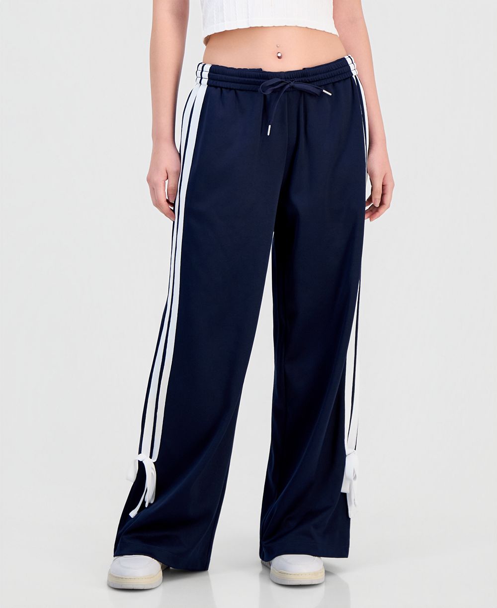Celebrity Pink Juniors' Wide-Leg Bow-Detail Track Pants