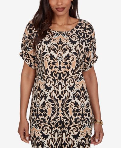 Ruby Rd. Petite Damask Textured Short-Sleeve Top