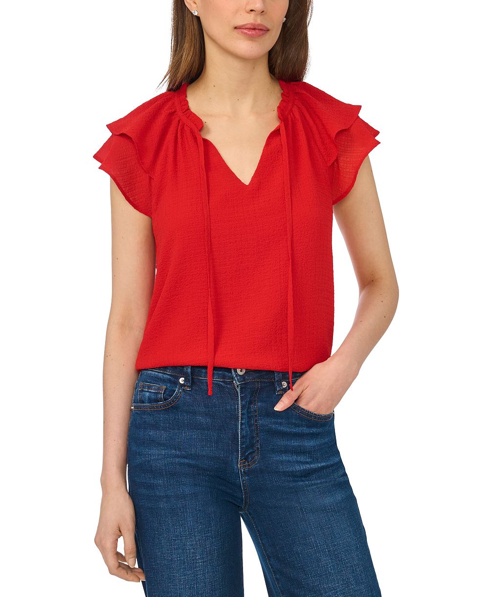 Женский топ CeCe Women's Flutter-Sleeve Tie-Neck