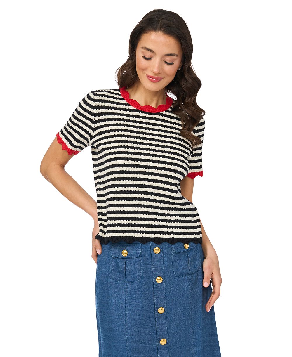 Женский свитер CeCe Women's Striped Pointelle