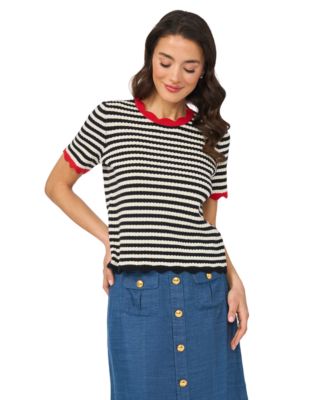 Женский свитер CeCe Women's Striped Pointelle