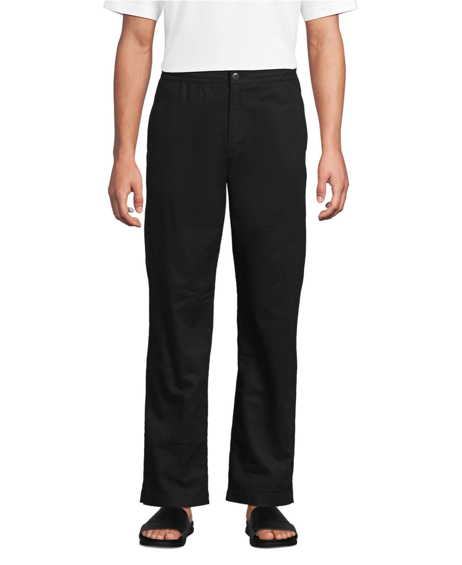 Lands' End Men's Linen Cotton Elastic Waist Pant
