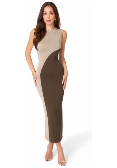 Bebe Women's Colorblock Sleeveless Maxi Dress