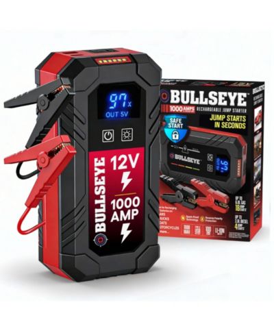 Bullseye 12V 1800mAh Rechargeable Portable Battery Jump Starter with Light, Power Bank