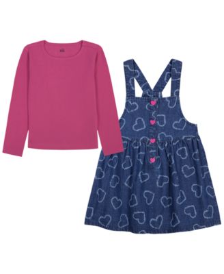 Kids Headquarters Toddler Girls' 2T-5T Long-Sleeve T-Shirt and Jumper, 2-Piece Set
