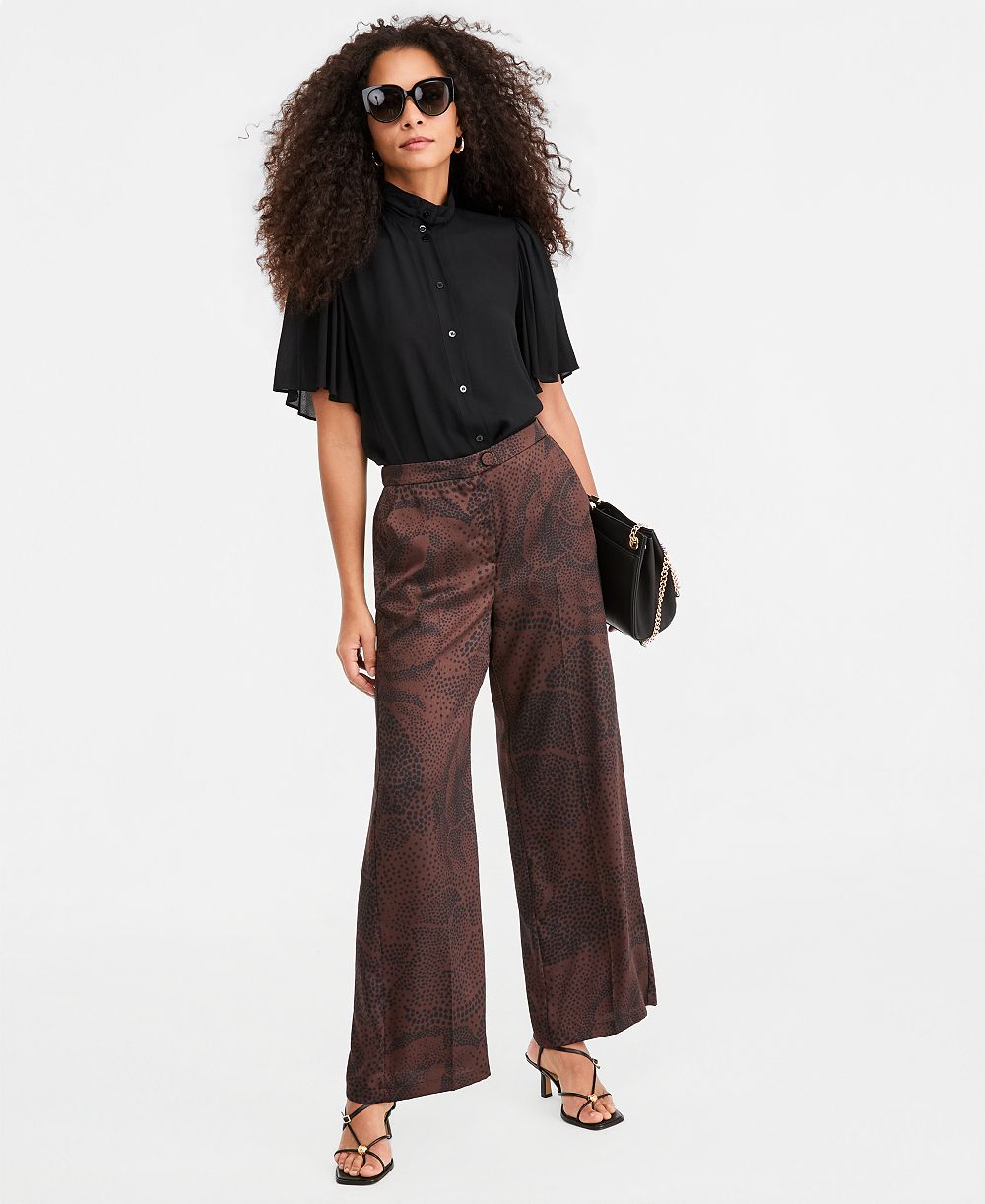 Emme Marella Women's Emmunigeno Printed Straight-Fit Wide-Leg Pants