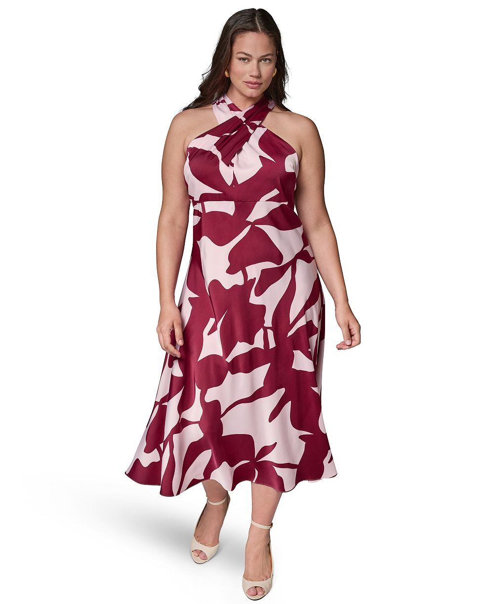 Женское платье Donna Karan New York Plus Size Printed Halter A-Line Midi