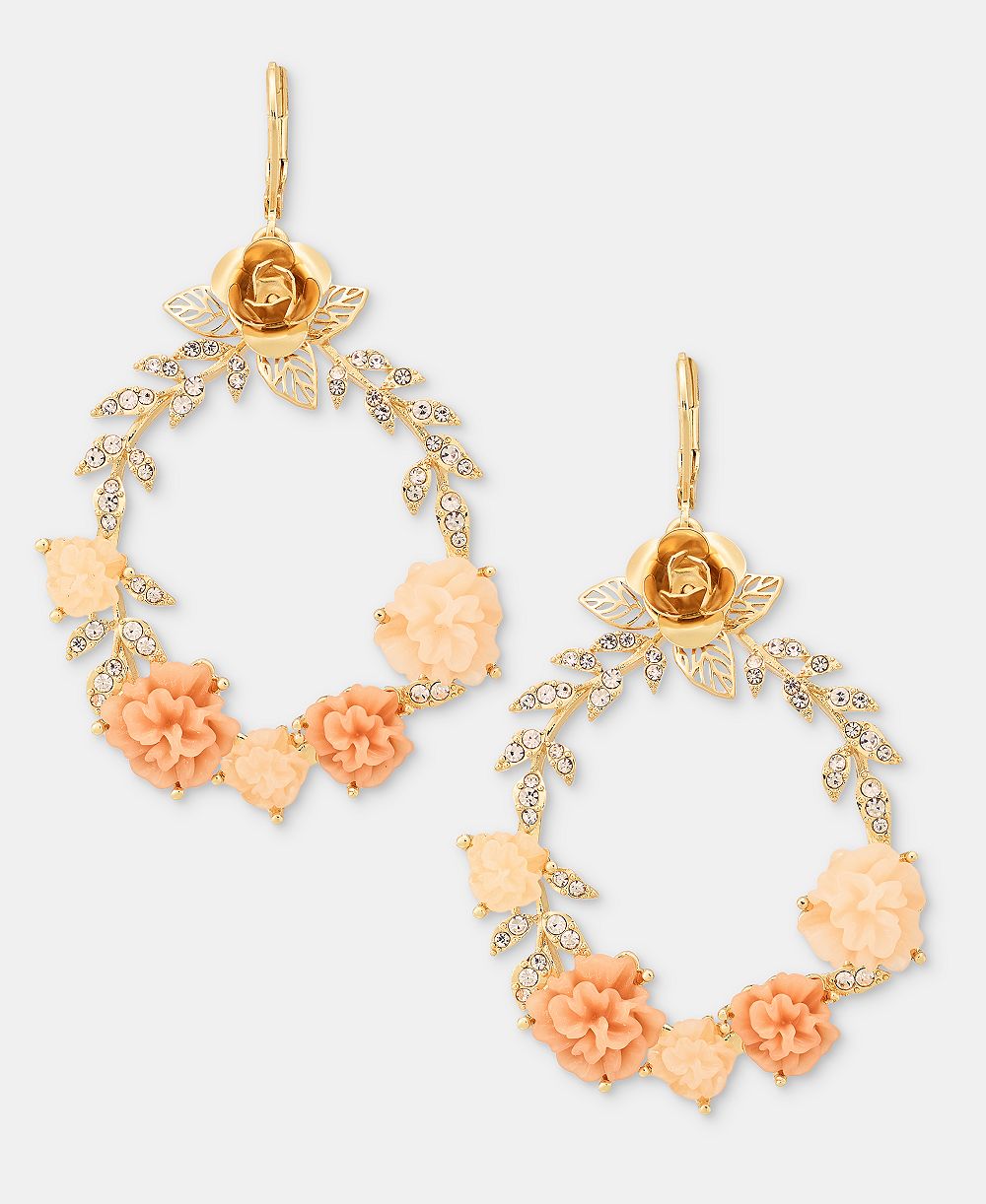 Серьги Lonna & Lilly Pavé Flower Open Drop