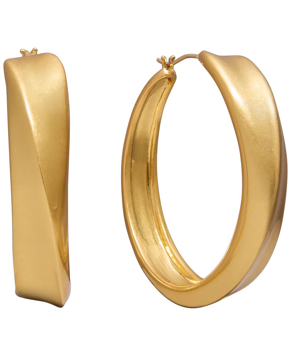 Золотые серьги-кольца Donna Karan New York с витым дизайном