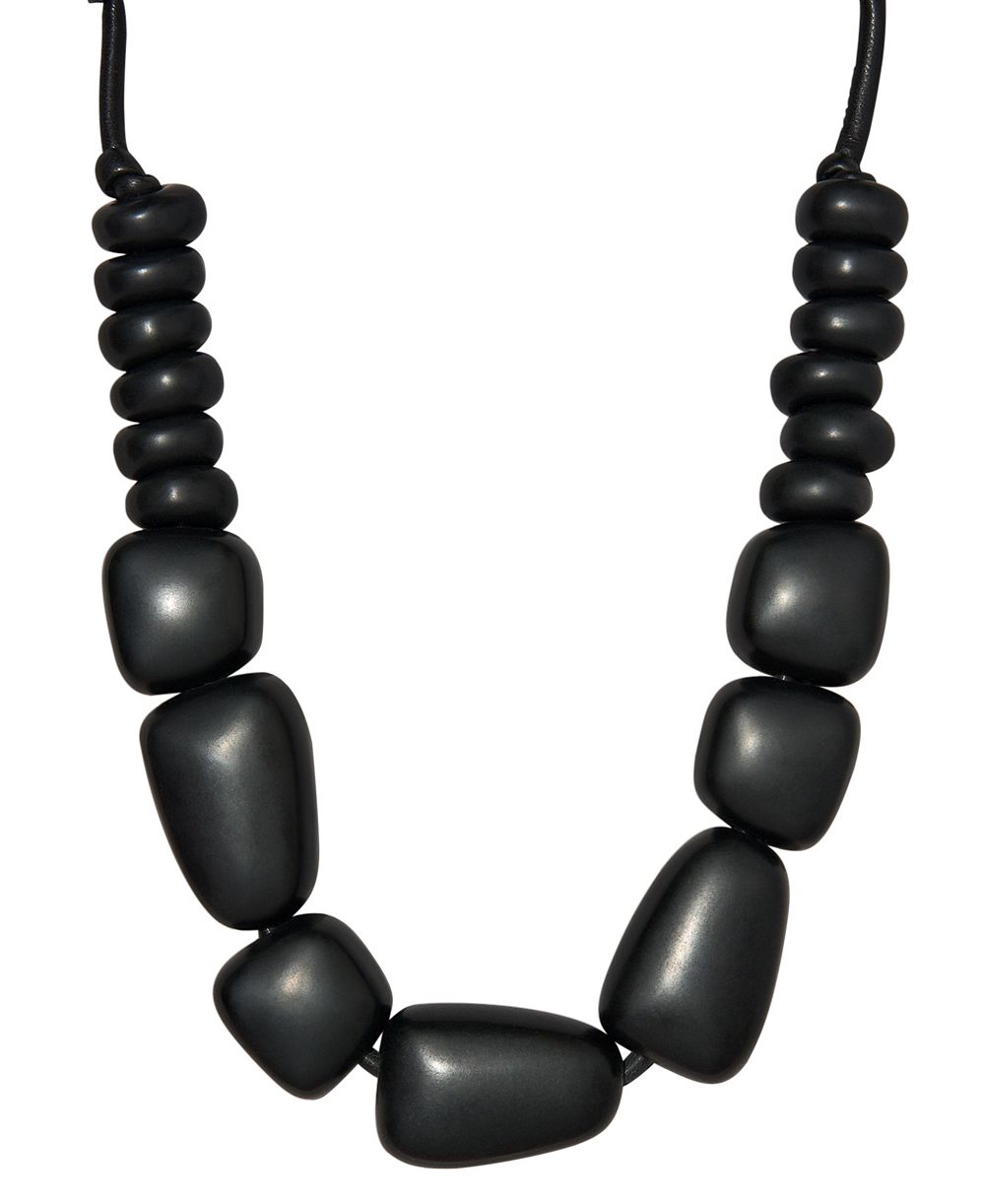 Ожерелье-воротник из смолы и кожи Donna Karan New York черного цвета
