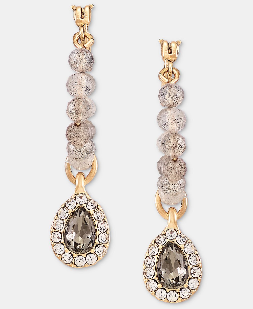 Серьги-кольца Givenchy из стекла и кристалла грушевидной формы с металлическим оттенком