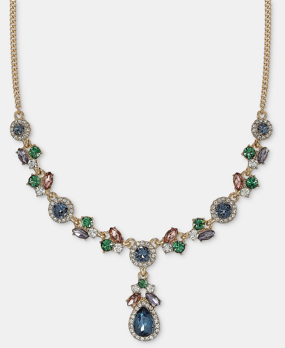 Givenchy Stone Pear-Shape Halo Lariat Necklace, 16" + 3" extender