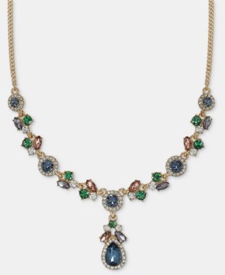 Givenchy Stone Pear-Shape Halo Lariat Necklace, 16" + 3" extender