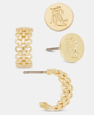 Lauren Ralph Lauren серьги с гвоздиками и цепью Rolo, набор из 2 шт