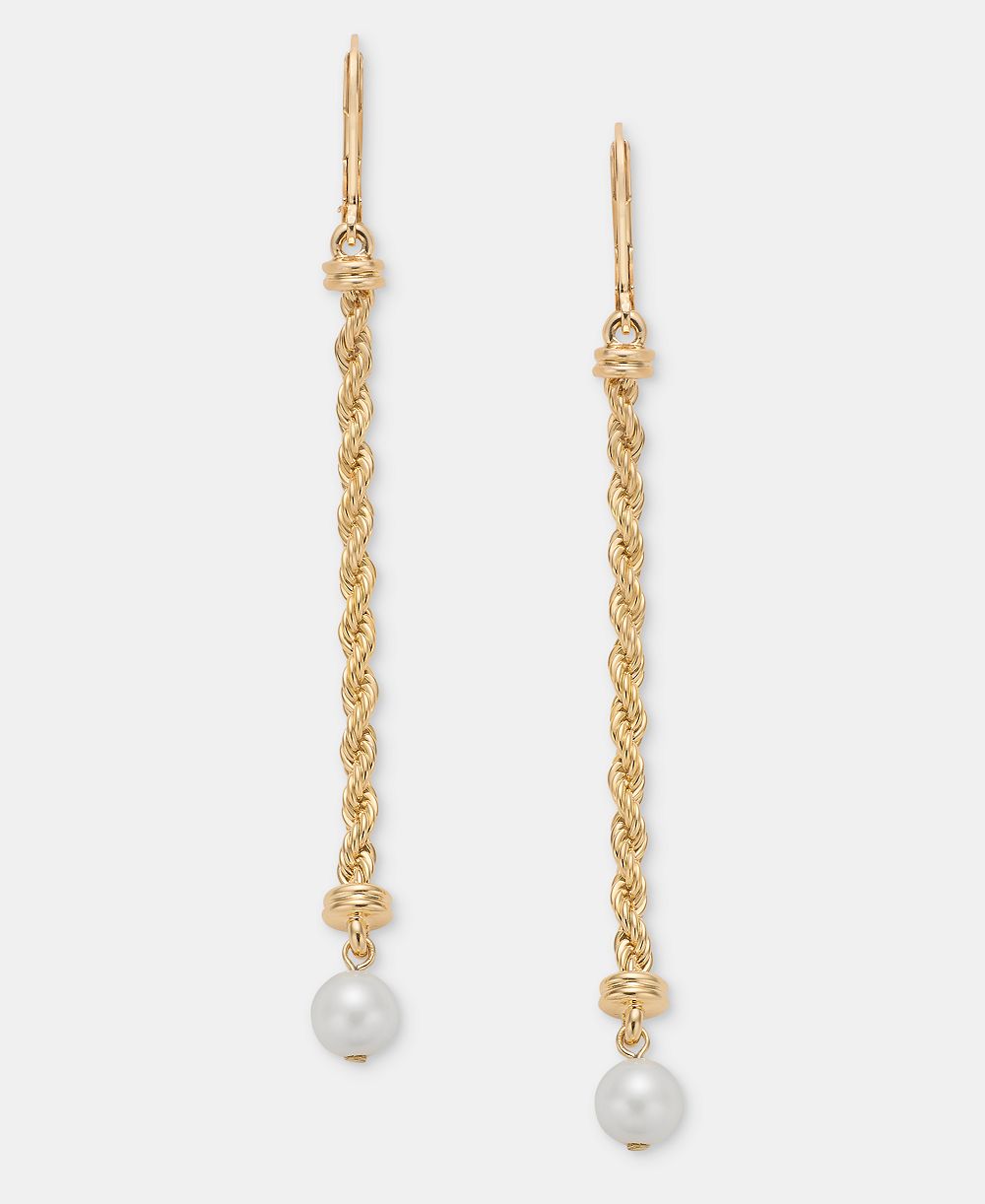 Lauren Ralph Lauren Imitation Pearl Rope Chain Linear Drop Earrings